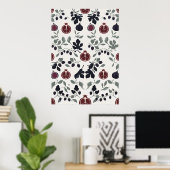 Affiche folklorique grenade figue mûre fond crème (Bureau à domicile)