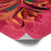Affiche fraise florale folk rose (Coin)