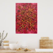 Affiche fraise florale folk rose (Cuisine)