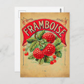 Affiche framboise, vrucht, aardbei, frambozen, s briefkaart (Voorkant / Achterkant)