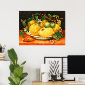 AFFICHE FRUITS DE SAISON CITRONS ET FLEURS BLANCHE (Bureau à domicile)