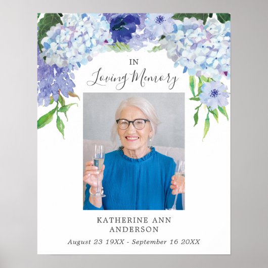 Affiche funéraire d'hydrangea pour célébration de (Devant)