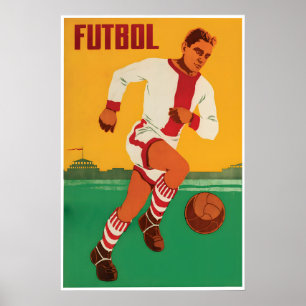 Affiche Futbol football espagnol Vintage Art mural