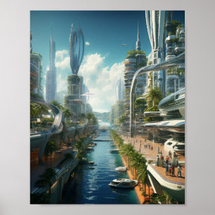 Affiche Futuriste Recife Cityscape