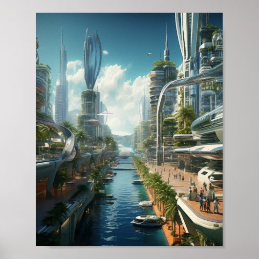 Affiche Futuriste Recife Cityscape (Devant)