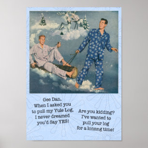 Affiche gaie drôle de rondin de Noël