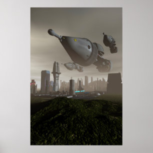 Affiche géante de l'arrivée 2 de vaisseau spatial