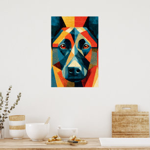 Affiche géométrique abstraite du Malinois belge