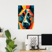 Affiche géométrique abstraite du Malinois belge (Bureau à domicile)