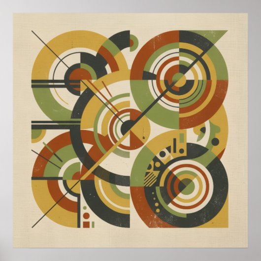 Affiche géométrique Cercles Rétro (Devant)