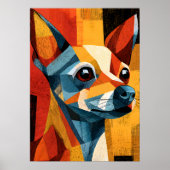 Affiche géométrique colorée de Chihuahua abstrait (Devant)