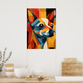 Affiche géométrique colorée de Chihuahua abstrait (Cuisine)