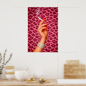 Affiche Glamour Léopard Rose, Cigarette de Mode Ch (Cuisine)