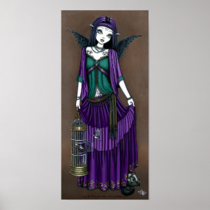 Affiche gothique de cage à oiseaux d'ange de