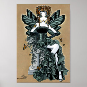 Affiche gothique de fée de papillon de couture de