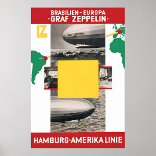 Affiche Graf Zeppelin. Brésil vers Europe 1930