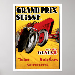 Affiche Grand Prix Suisse Automobile Ad Art Vintag