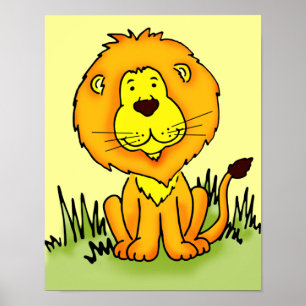 Affiche graphique de lion pour enfants