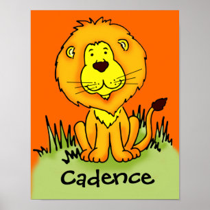 Affiche graphique lion enfant ajoutez votre nom