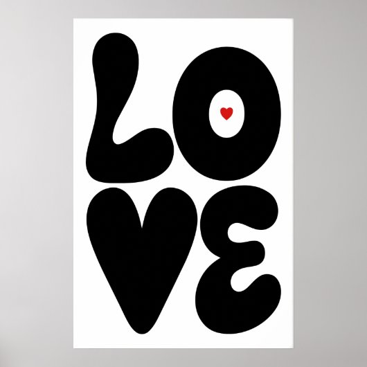 Affiche graphique murale Love noir et blanc (mat) (Devant)