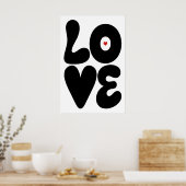 Affiche graphique murale Love noir et blanc (mat) (Cuisine)