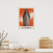 Affiche graphique orange du Flatiron Building (Cuisine)