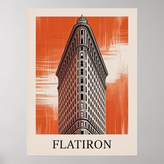 Affiche graphique orange du Flatiron Building (Devant)