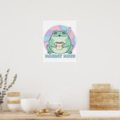 Affiche Grenouille Café Grenouille Mignonne Buvant (Cuisine)