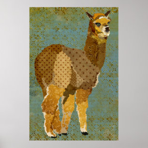 Affiche grunge d'art d'alpaga d'or