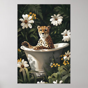 Affiche Guépard Dans Baignoire, Affiche Animaux Dr