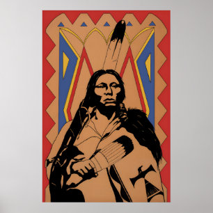 Affiche Guerrier Amérindien (ou chef de tribu)