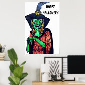 AFFICHE HALLOWEEN UGLY OLD WITCH (Bureau à domicile)