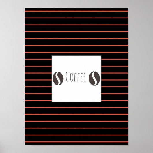 Affiche Haricots de Café Drôles Rayures Rouges Ass (Devant)