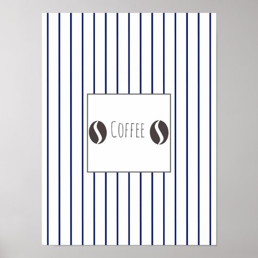 Affiche Haricots de Café Funky Assiette Rayures Bl (Devant)