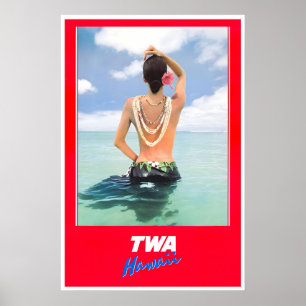 Affiche Hawaï TWA Voyage Art Impression Fille Hawa
