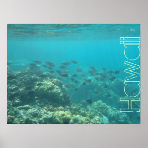 Affiche Hawaii de la barrière de corail sous-marin