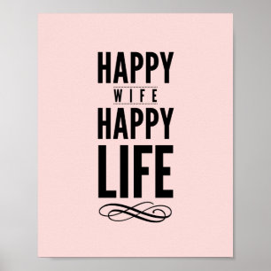Affiche heureuse de typographie de cool d'épouse