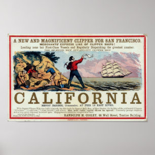 Affiche historique du Repro de Clipper Ship en Cal