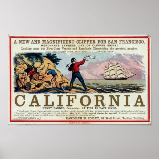 Affiche historique du Repro de Clipper Ship en Cal (Devant)