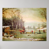 Affiche Hiver à la campagne, récolte de glace (Devant)