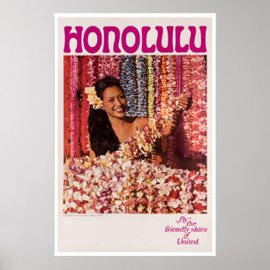 Affiche Honolulu Hawaï Voyage Art Impression Hawaï