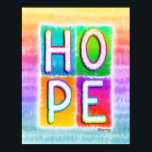 Affiche HOPE Pop Art<br><div class="desc">HOPE est un art pop des années soixante inspiré, rétro inspiré par les lois universelles secrètes et motivé par une conscience spirituelle que nous faisons tous partie du même monde. HOPE vous inspirera avec des couleurs et des graphismes arc-en-ciel qui vous rappellent de garder vos espoirs vivants et de croire...</div>