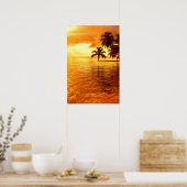 Affiche horizontale du coucher du soleil de palmie (Cuisine)