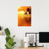 Affiche horizontale du coucher du soleil de palmie (Bureau à domicile)