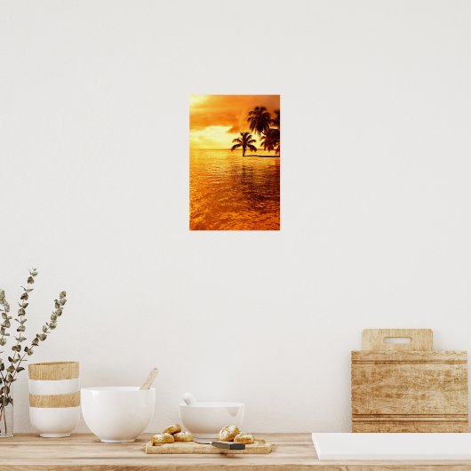 Affiche horizontale du coucher du soleil de palmie (Cuisine)