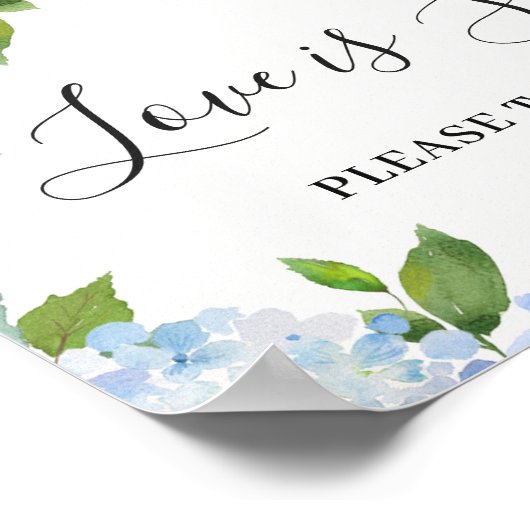 Affiche Hydrangea Bleu Clair L'amour est doux (Coin)