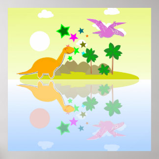 Affiche Île des Dinosaures Tropicaux