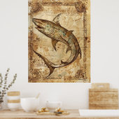 Affiche illustrant le requin vintage (Cuisine)