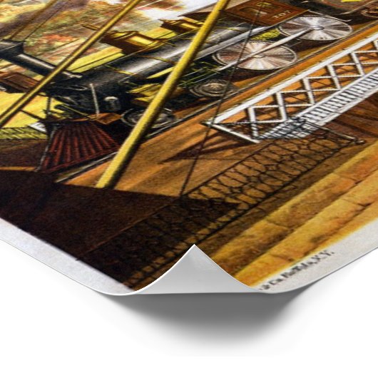 Affiche illustrant le train vintage (Coin)