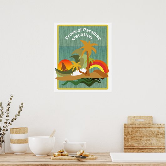 Affiche illustrative de l'île tropicale (Cuisine)